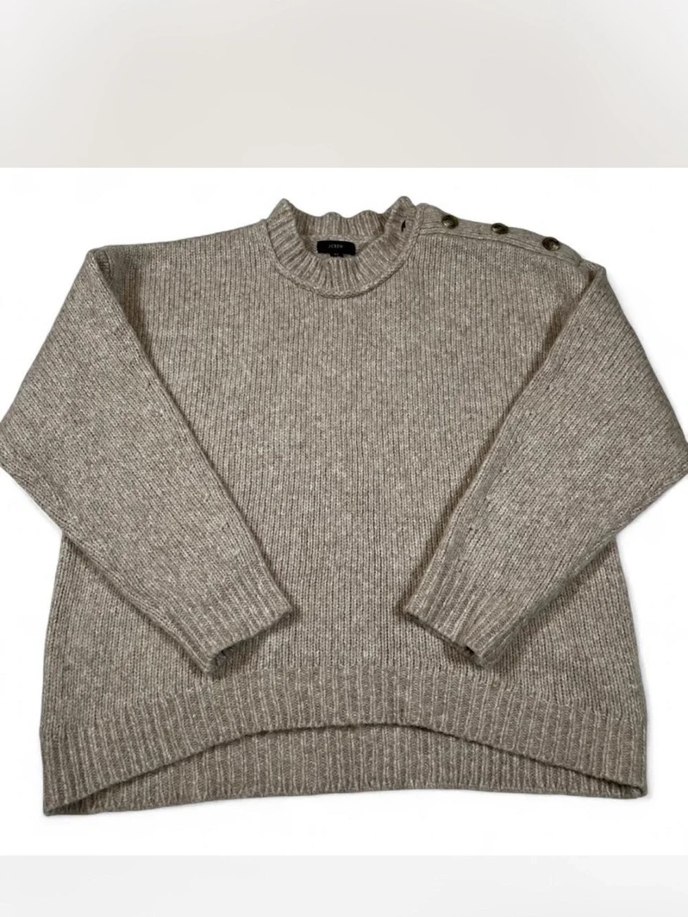 J Crew Sweater Women’s Sz‎ XL Button Shoulder Knit Pullover Wool Blend